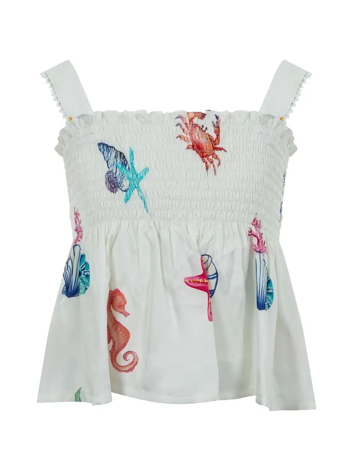 Lapin House シーライフ柄 シャーリング入り トラウザー セット - White - 画像3