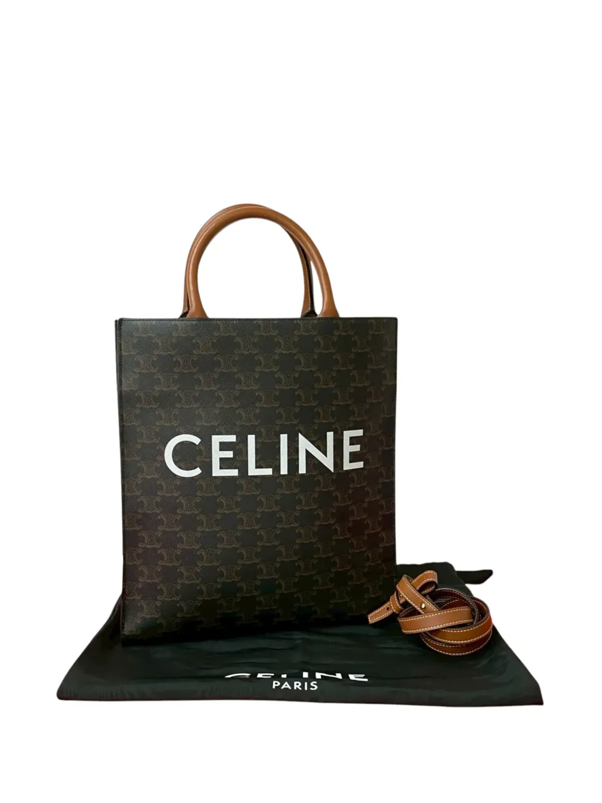 Celine Pre-Owned コーティッドキャンバス縦型カバス・トート（ブラウン） - 画像2