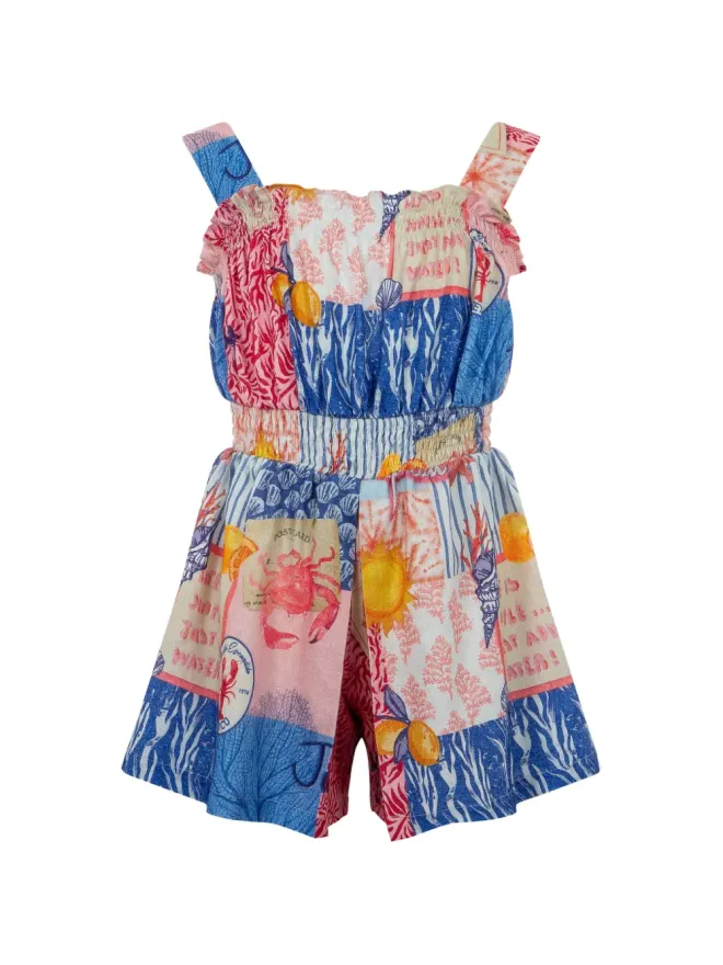 Lapin House Lapin House プリント柄プレイスーツ ブルーの商品画像