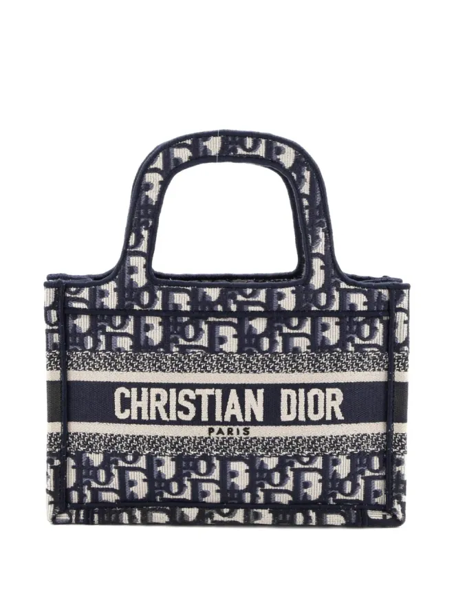 Christian Dior Pre-Owned Christian Dior Pre-Owned Book Oblique Canvas Mini tote bag - Blueの商品画像