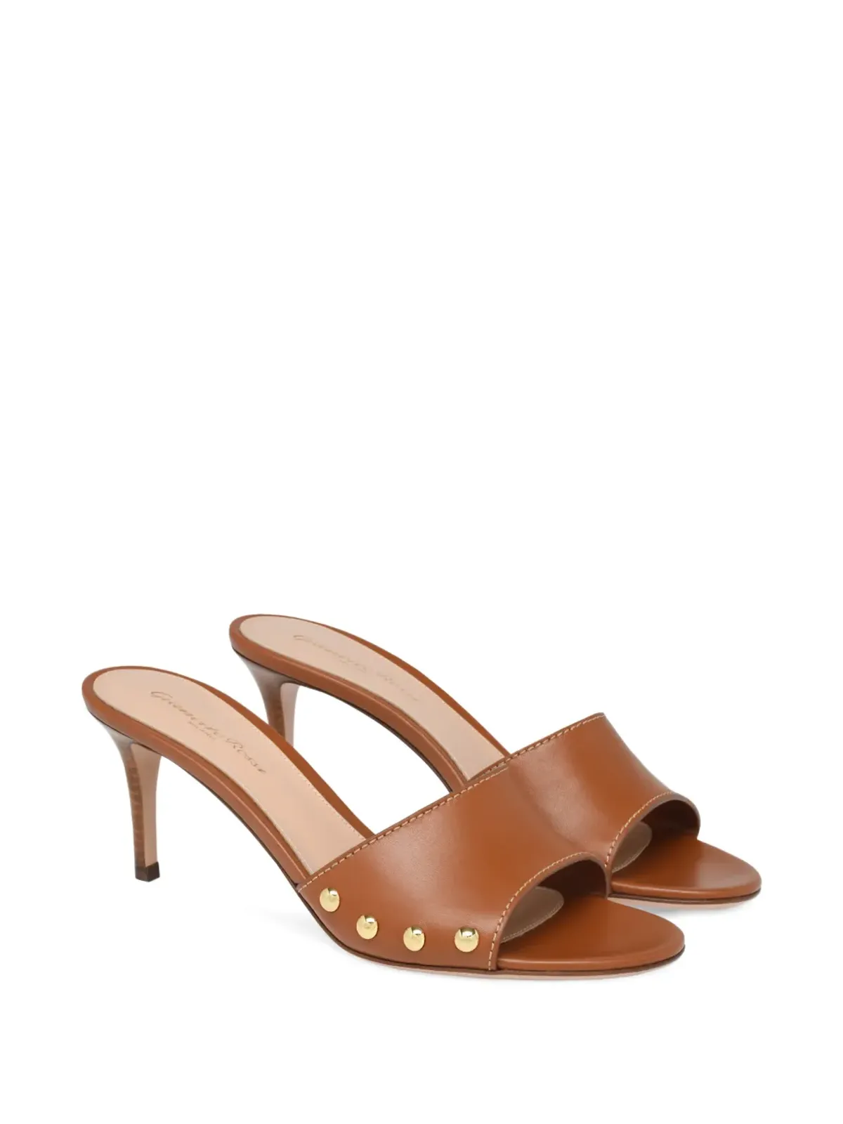 Gianvito Rossi ブラウンのスタッズサンダル - 画像2