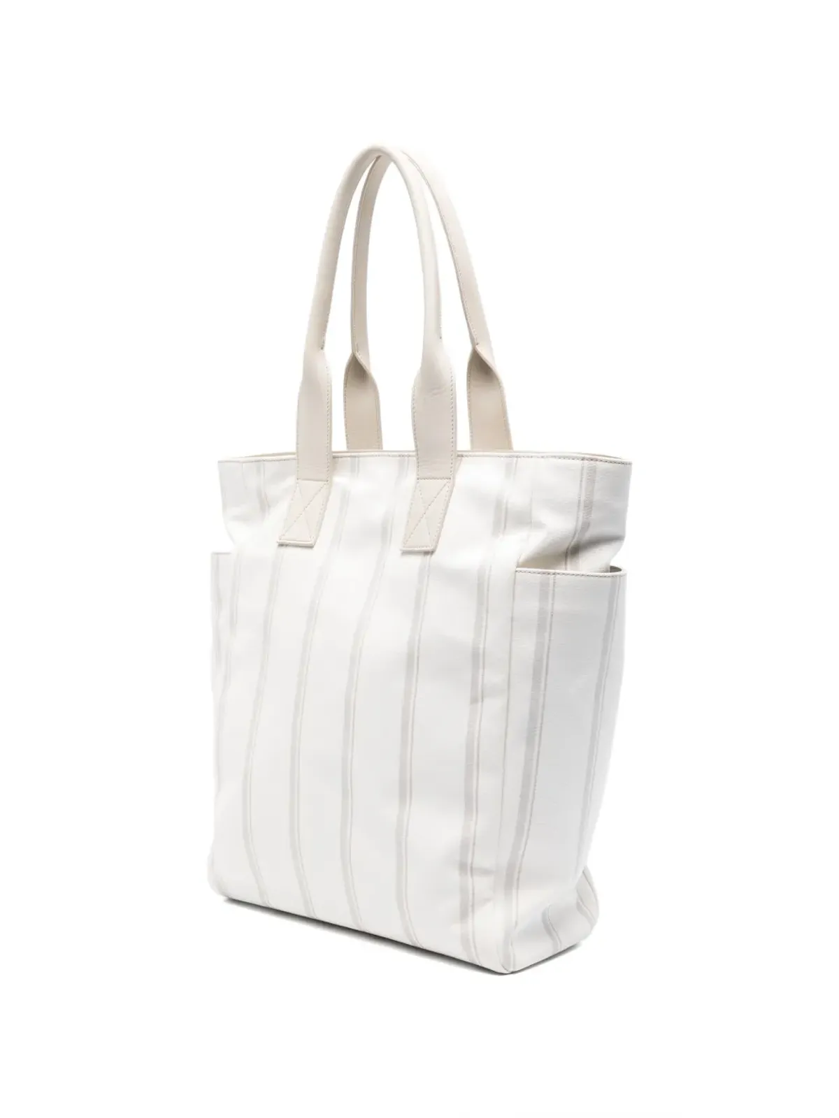 Eleventy striped zip tote bag - White - 画像2