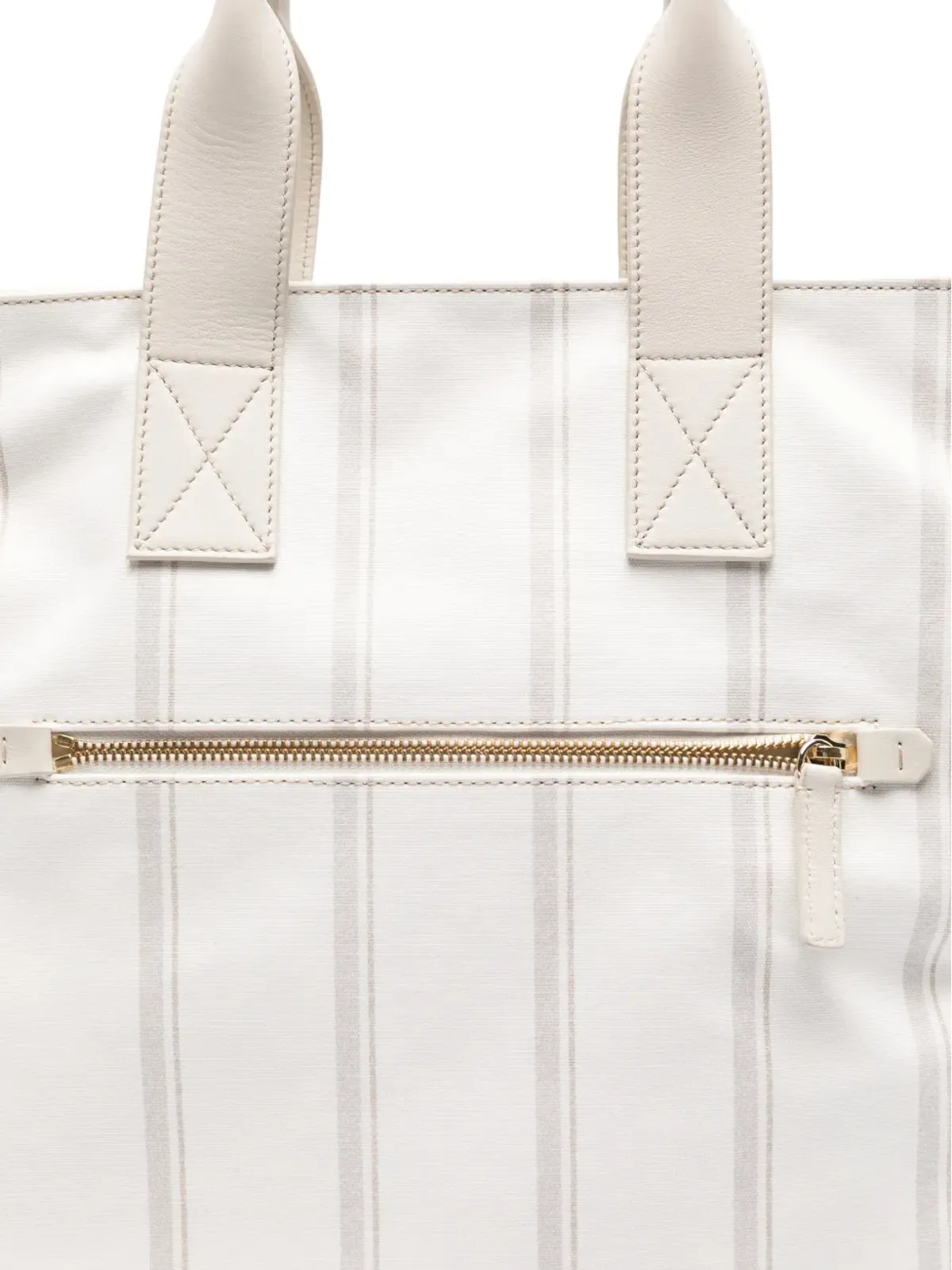 Eleventy striped zip tote bag - White - 画像3