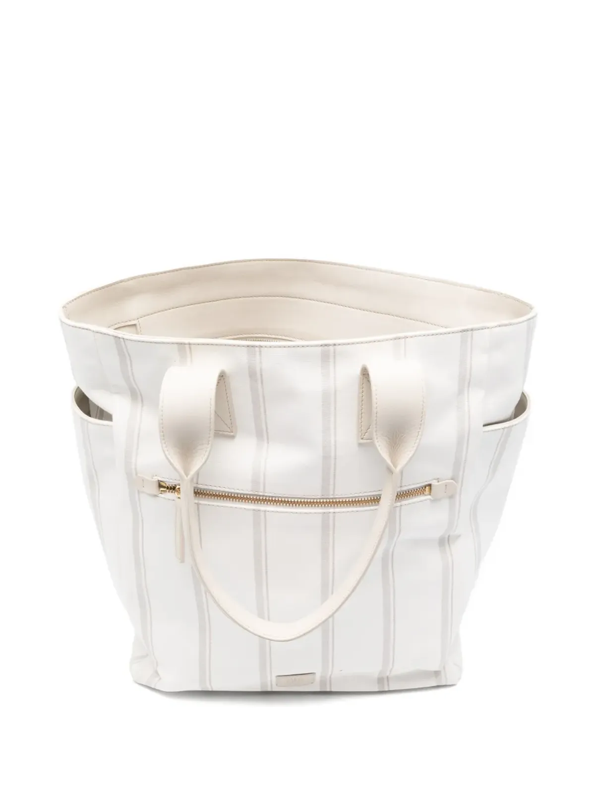 Eleventy striped zip tote bag - White - 画像4