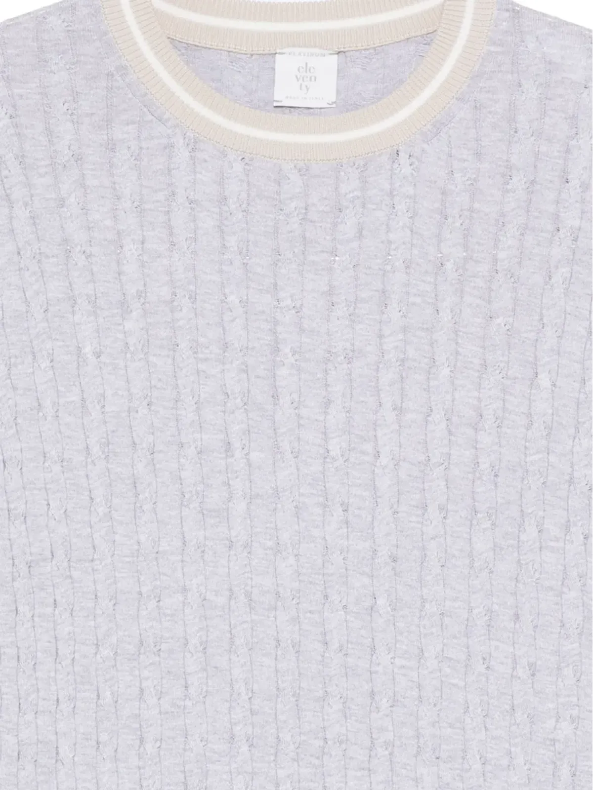 Eleventy ラウンドネックリブ編みTシャツ - 画像3