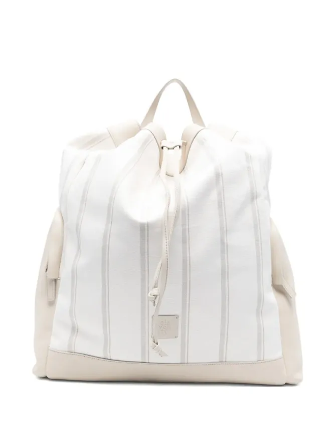 Eleventy Eleventy ストライプ柄ドローストリングバックパック - Whiteの商品画像