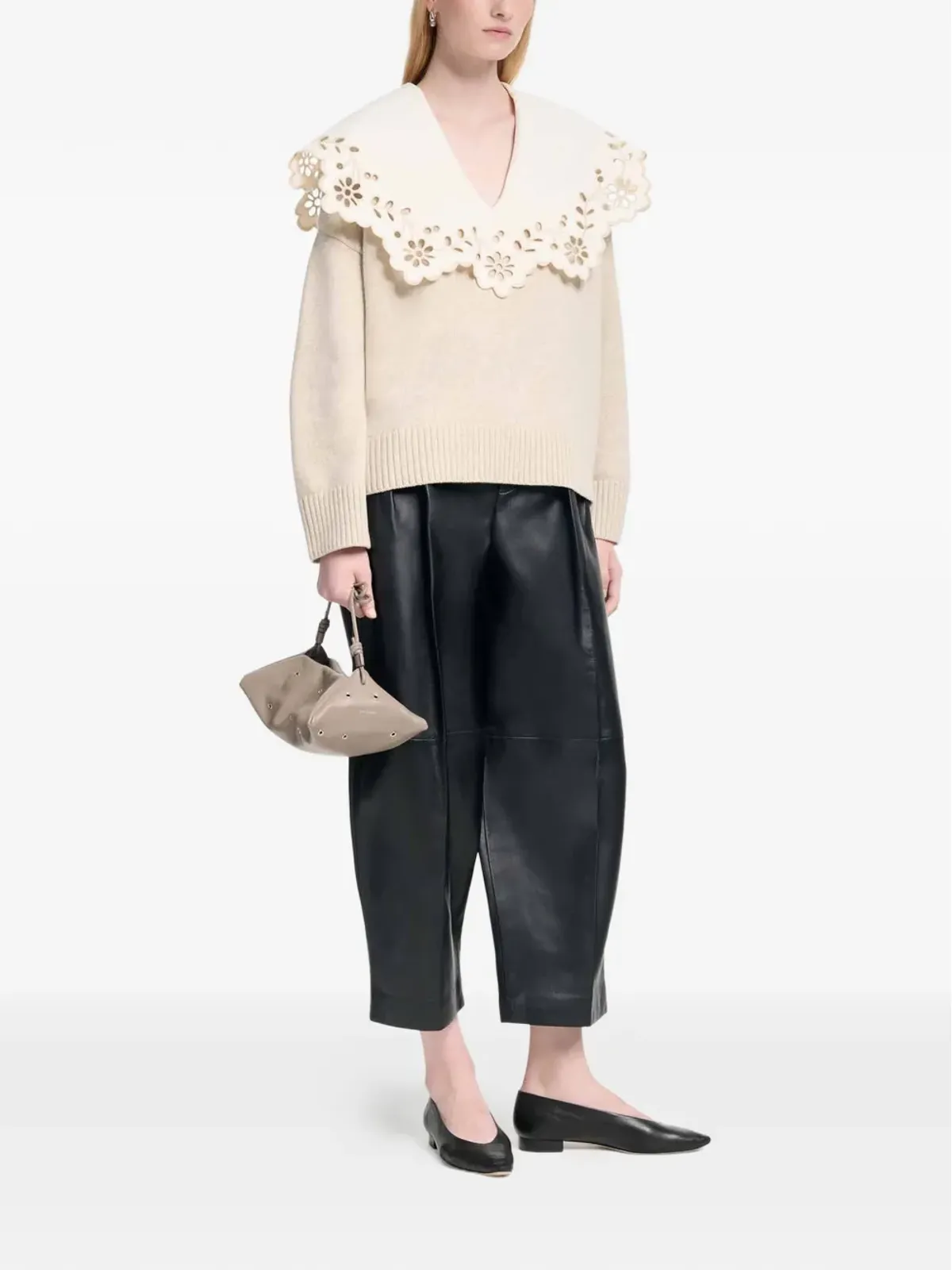 Altuzarra ブロderie anglaise Vネック セーター - 画像2