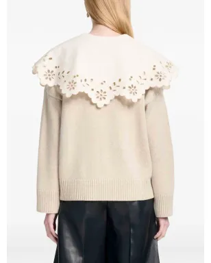 Altuzarra ブロderie anglaise Vネック セーター - サムネイル4