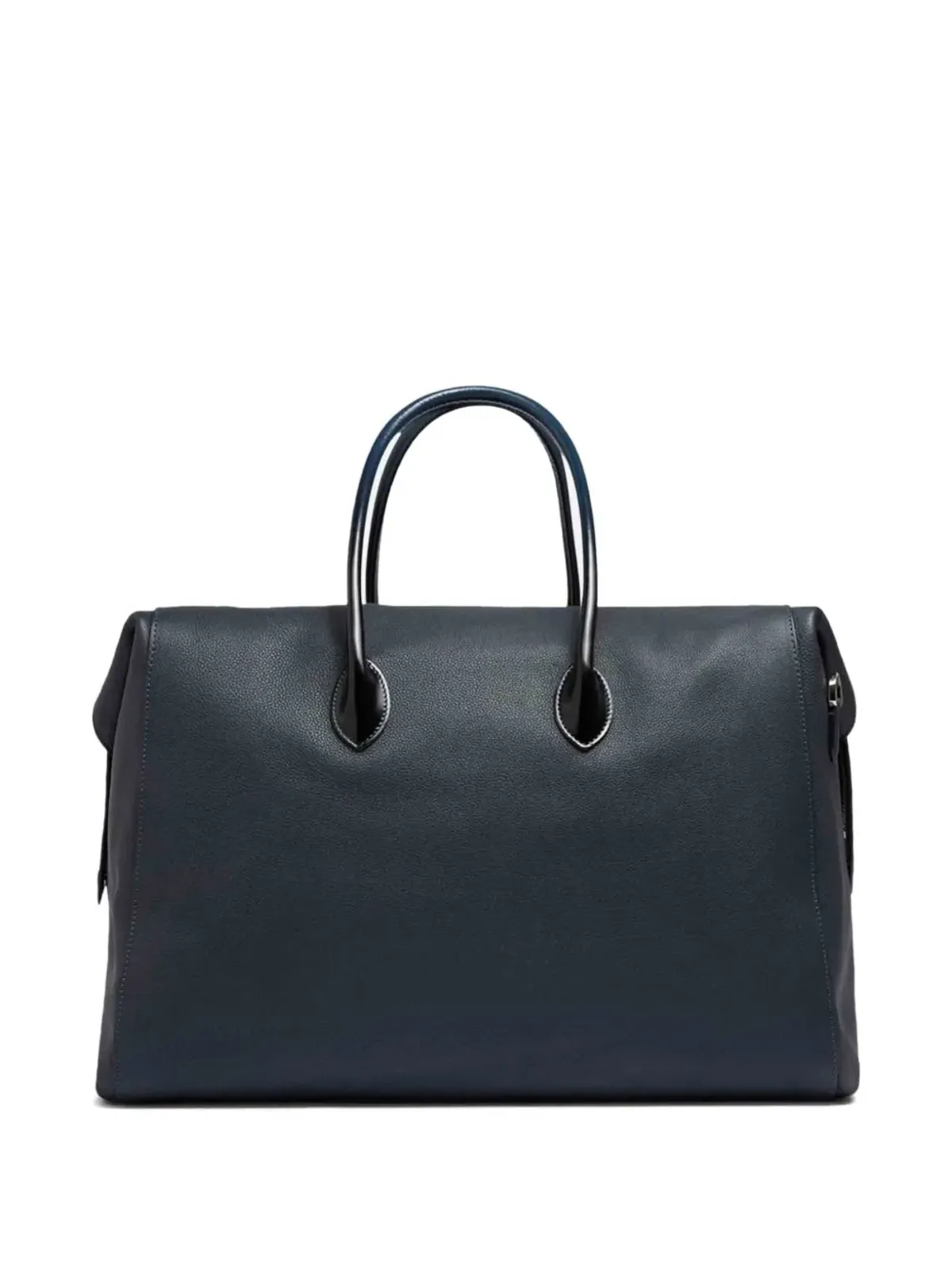 Santoni ダブルジップ レザートラベルバッグ ブルー - 画像2