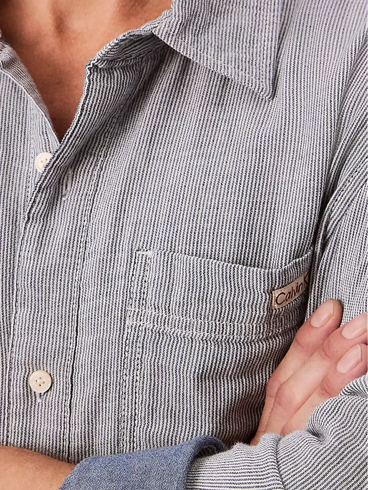 Calvin Klein ストライプシャツ ブルー - 画像3