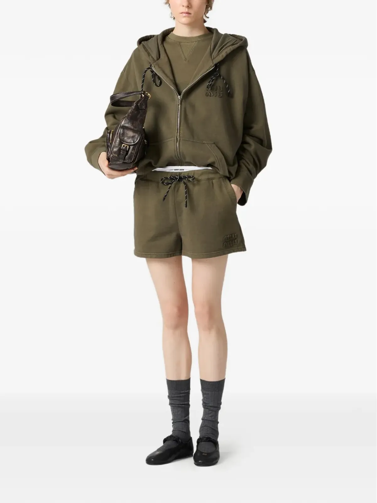 Miu Miu ロゴディテール スウェットショーツ - 画像2