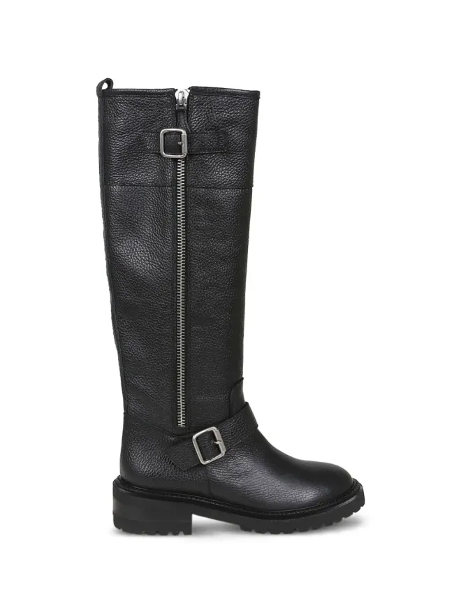 Via Roma 15 Via Roma 15 バックルジップレザーブーツ ブラックの商品画像