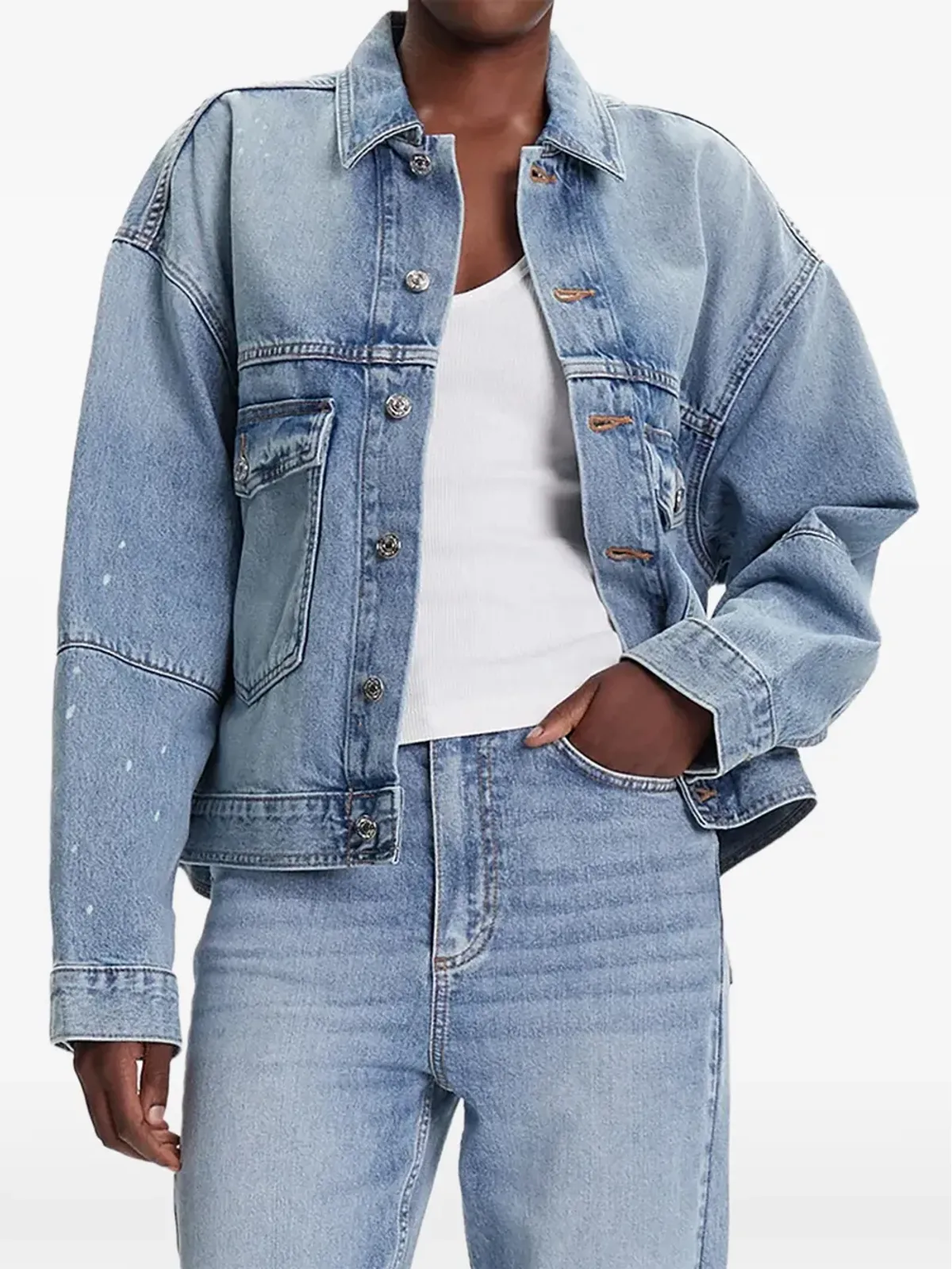 Calvin Klein ボタン付きライトデニムジャケット - ブルー - 画像1