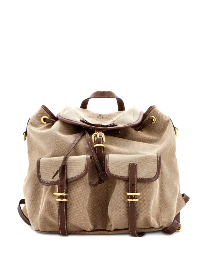 Prada Pre-Owned Prada Pre-Owned ロゴキャンバスバックパック ブラウンの商品画像