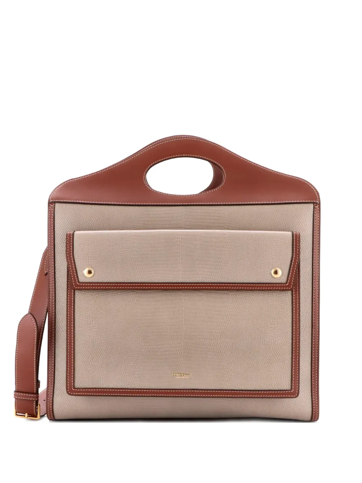 Burberry Pre-Owned ポケット・リザード型押しレザートートバッグ - 画像1