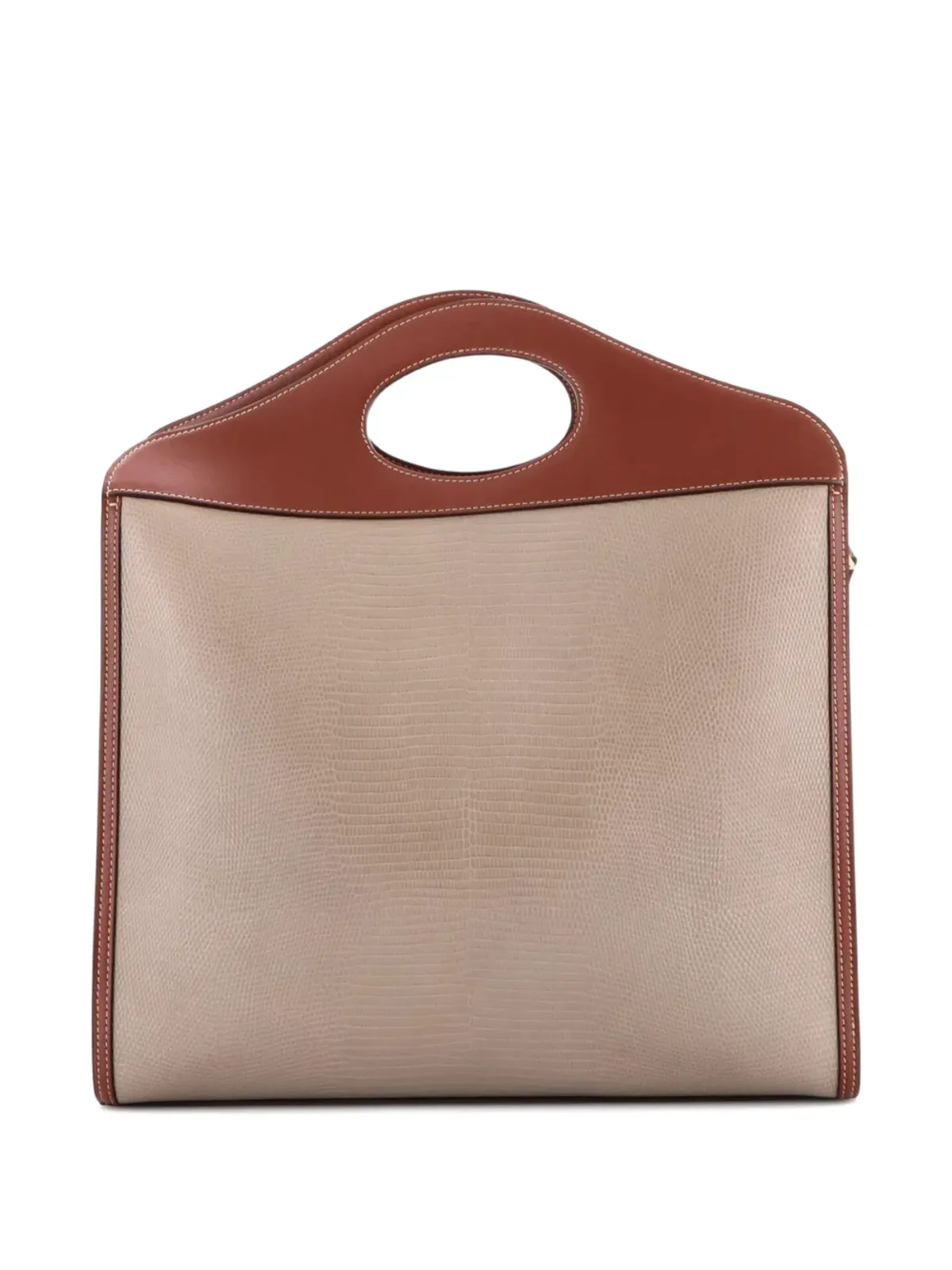 Burberry Pre-Owned ポケット・リザード型押しレザートートバッグ - 画像2