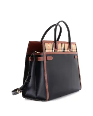 Burberry Pre-Owned ツーハンドル トート バッグ レザーとヴィンテージチェック キャンバス - サムネイル3