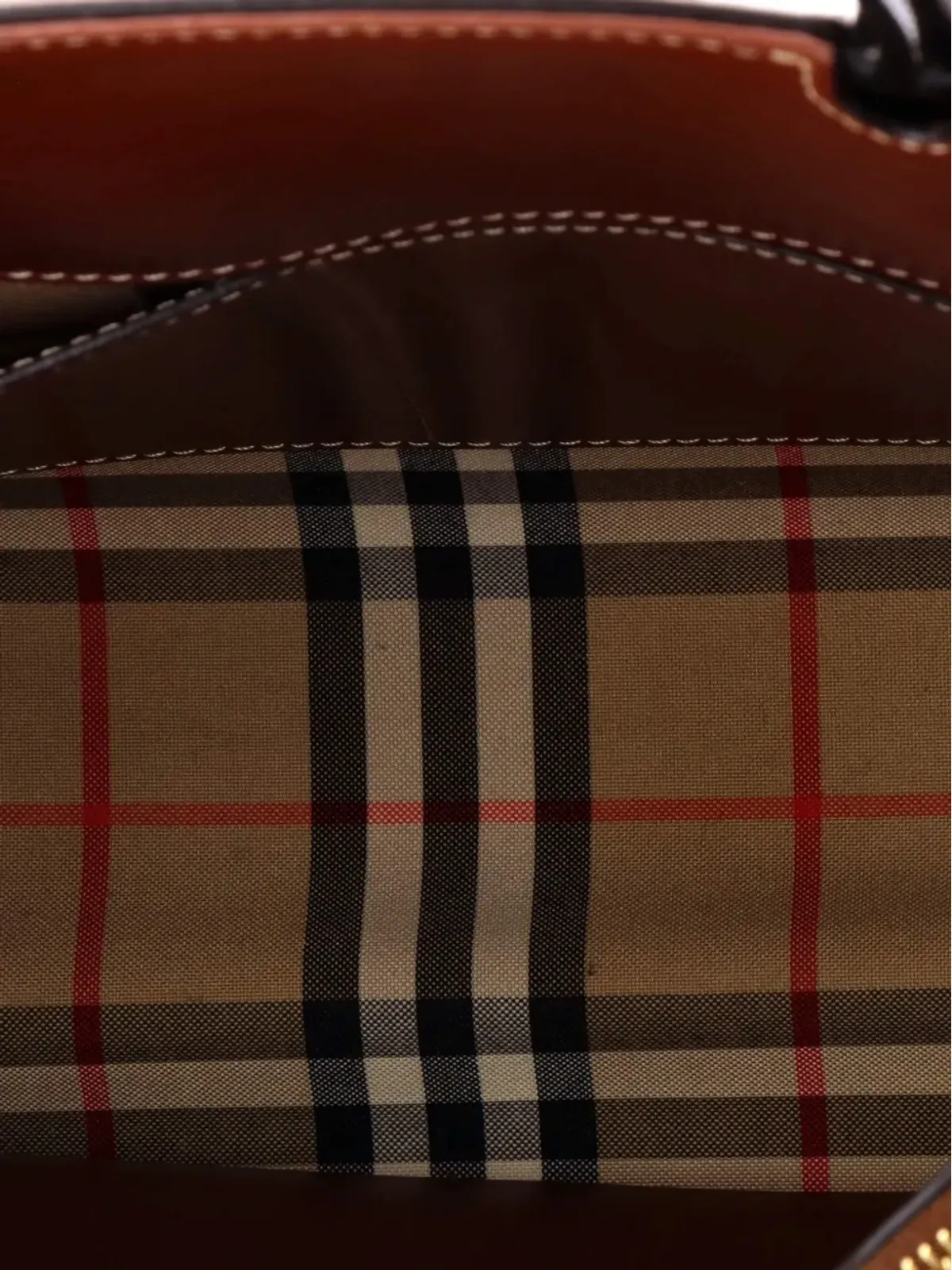 Burberry Pre-Owned ツーハンドル トート バッグ レザーとヴィンテージチェック キャンバス - 画像4
