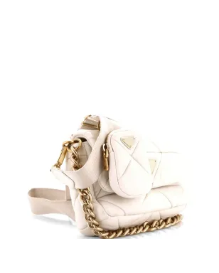 Prada Pre-Owned システムフラップ キルト ナパレザー 小型ショルダーバッグ - White - サムネイル3
