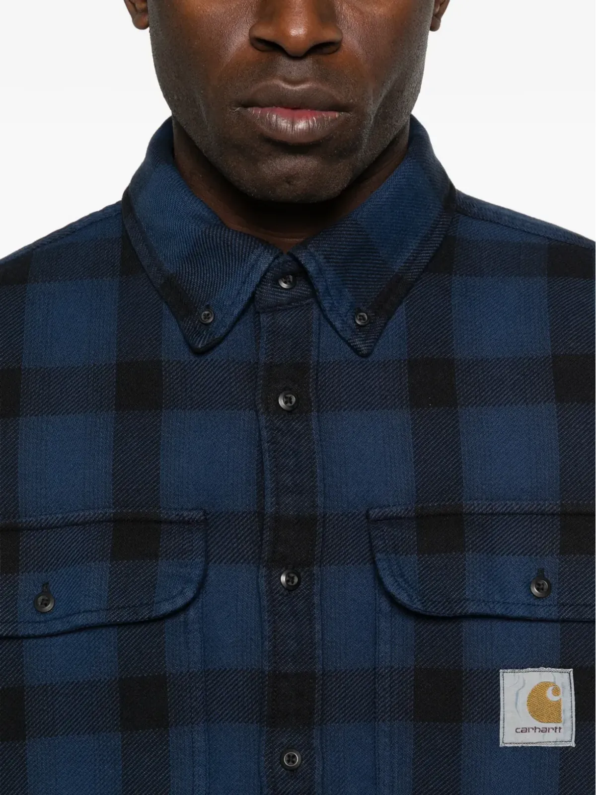 Carhartt WIP チェック柄フラップポケットシャツ ブルー - 画像5