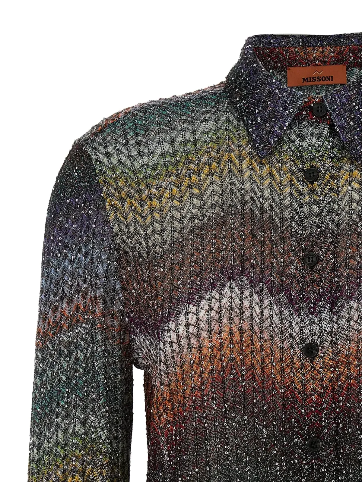 Missoni スパンコール付きジグザグシャツ（グレー） - 画像3