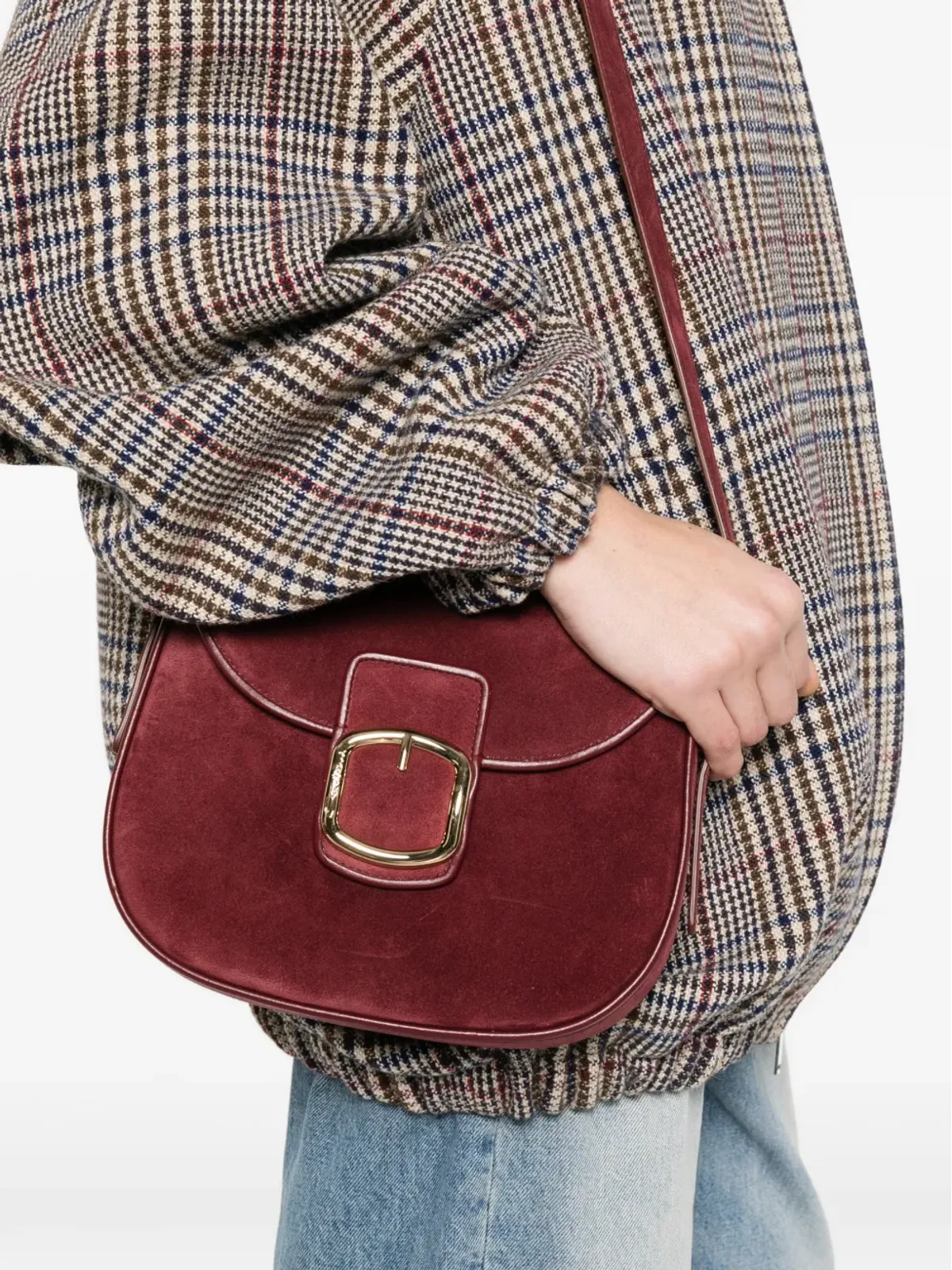 Santoni バックル付きカーフスエード ショルダーバッグ - 画像2