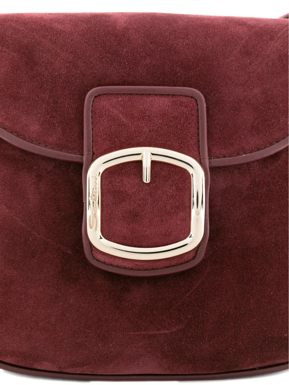 Santoni バックル付きカーフスエード ショルダーバッグ - 画像4
