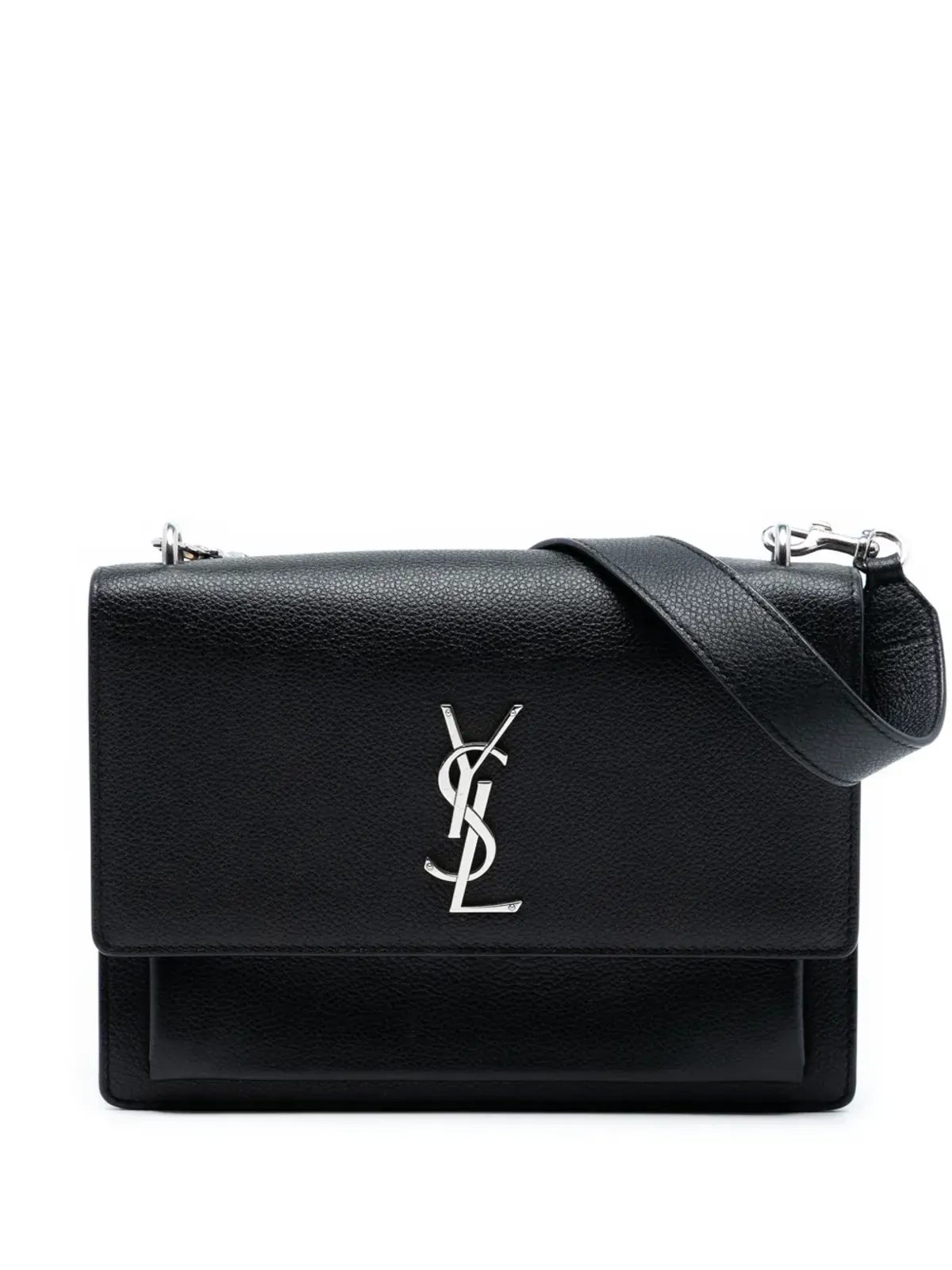 Saint Laurent Pre-Owned 2016年製 中目カーフスキン モノグラム サンセット クロスボディバッグ - ブラック - 画像1
