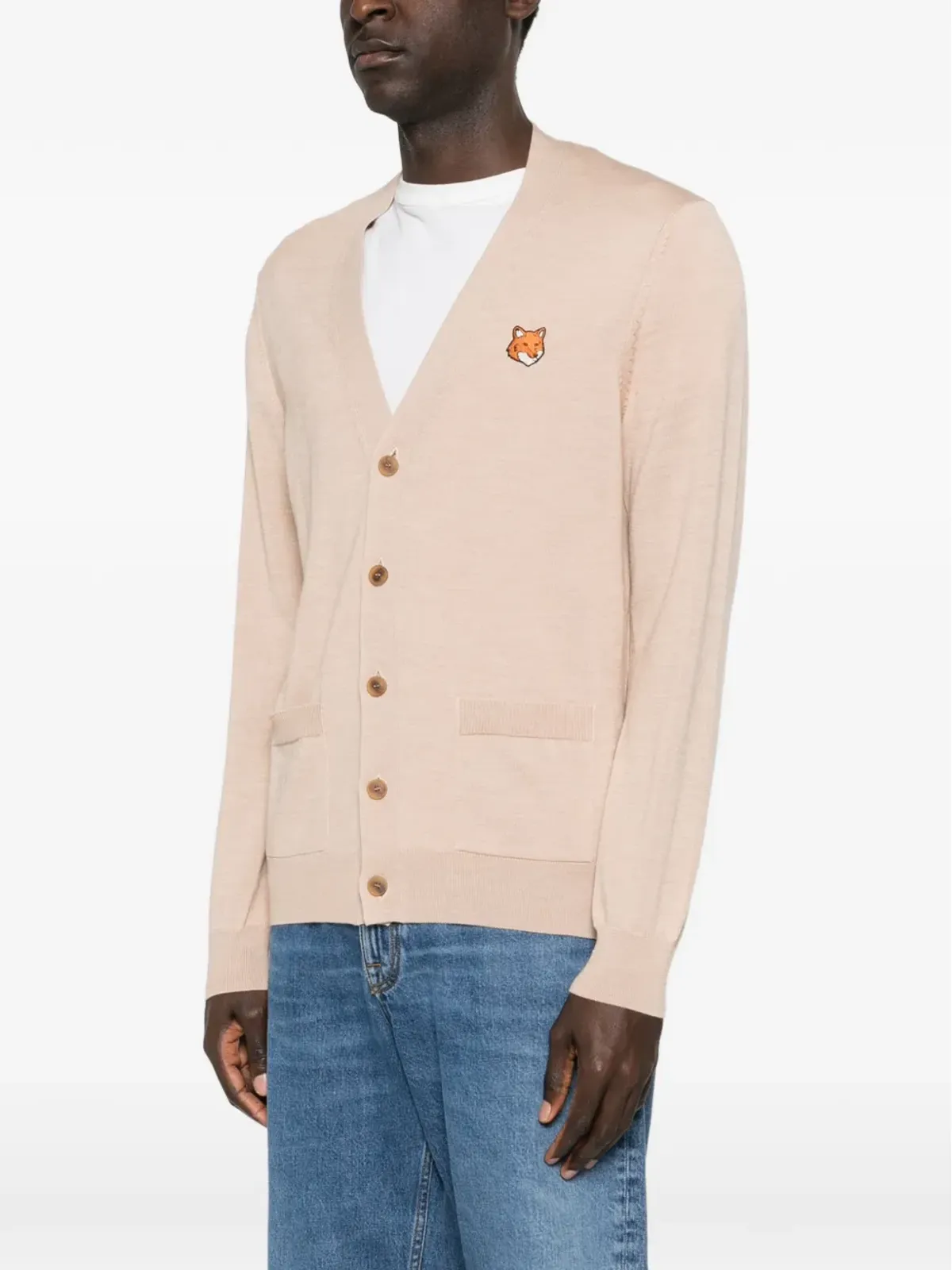 Maison Kitsuné フォックスモチーフ ポケットカーディガン - Neutrals - 画像3