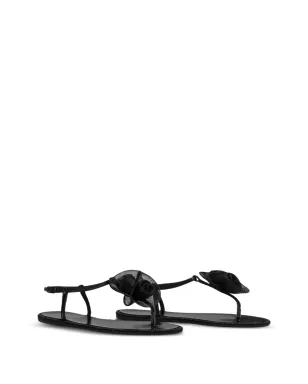 Le Silla ローズアップリケ付きフラットサンダル ブラック - サムネイル2