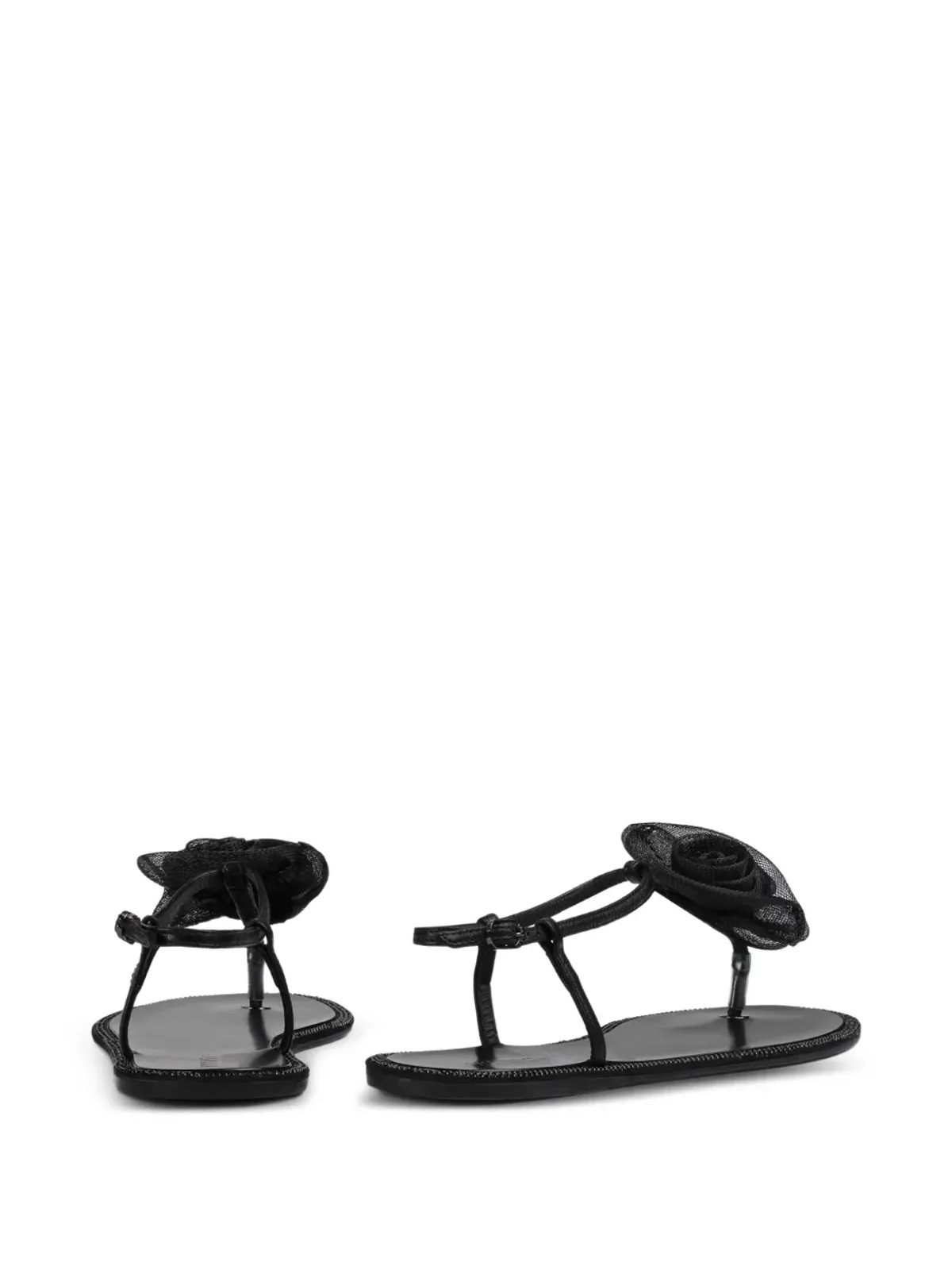 Le Silla ローズアップリケ付きフラットサンダル ブラック - 画像3