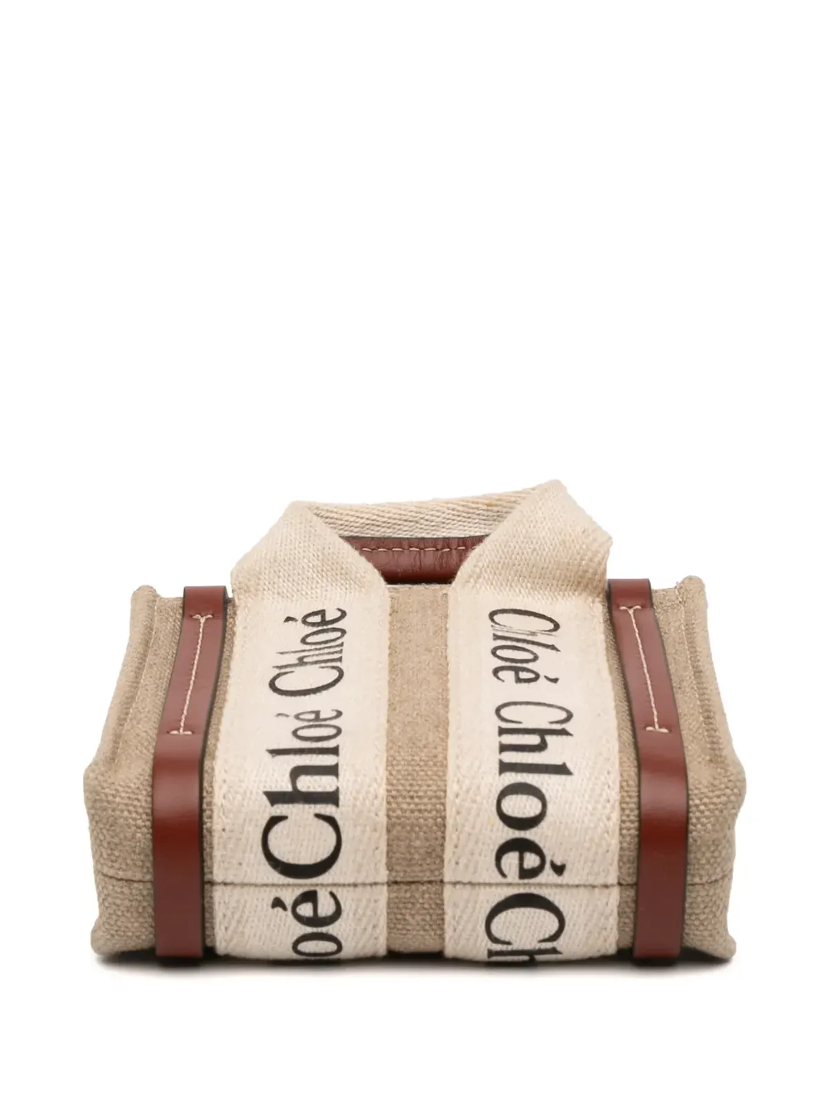 Chloé Pre-Owned 2023 ナノキャンバス ウッディ サッチェル - 画像4
