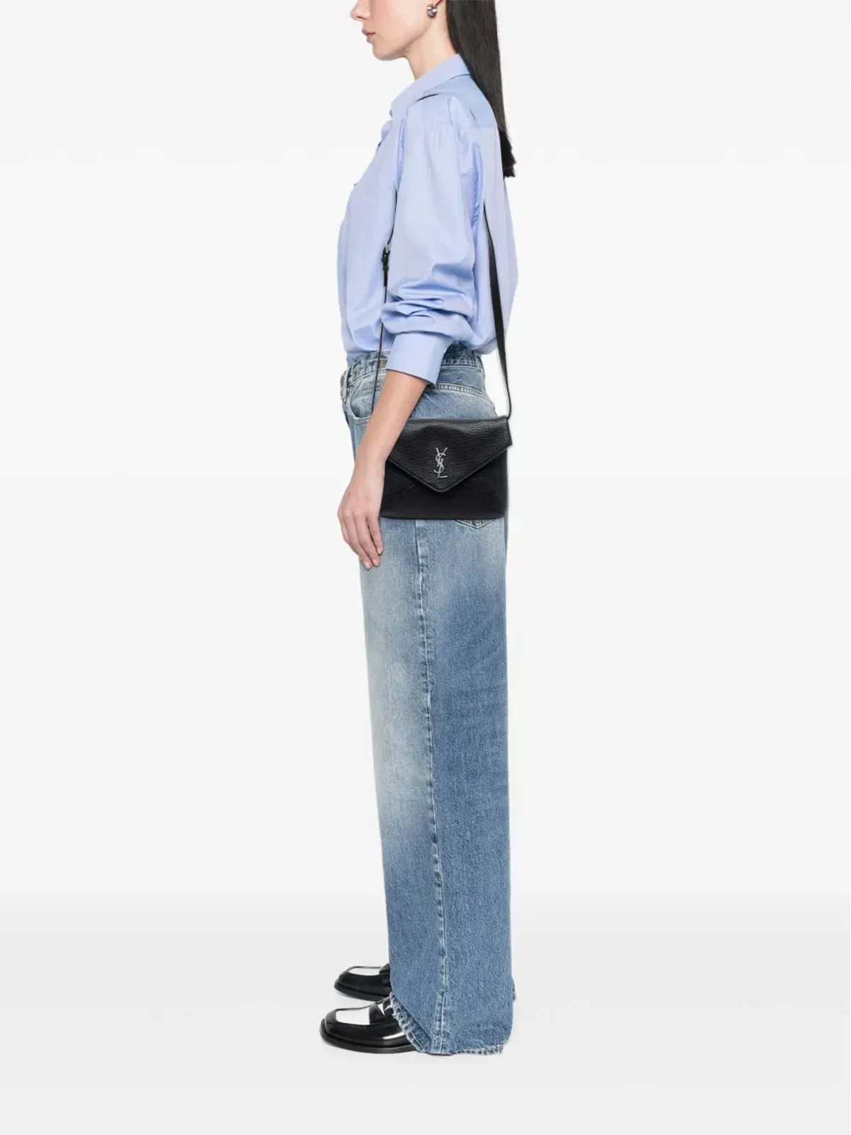 Saint Laurent Pre-Owned ラムスキン・モノグラム カサンドレ・エンベロープ・メッセンジャーバッグ（クロスボディ） - ブラック - 画像2