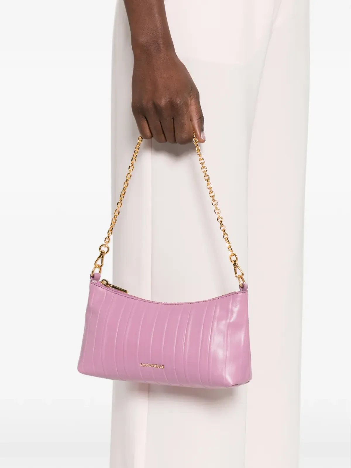 Coccinelle vertical stripes shoulder bag - Pink - 画像2