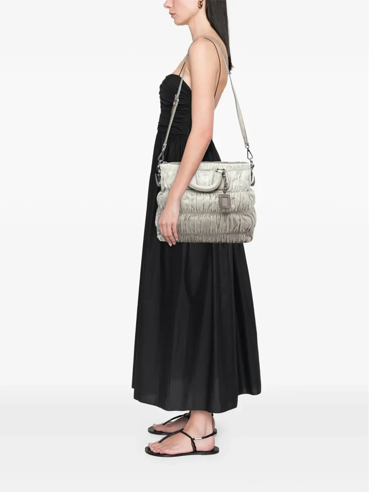 Prada Pre-Owned ビンテージ ナパレザー ガーフレ Ombre サッチェル - グレー - 画像2