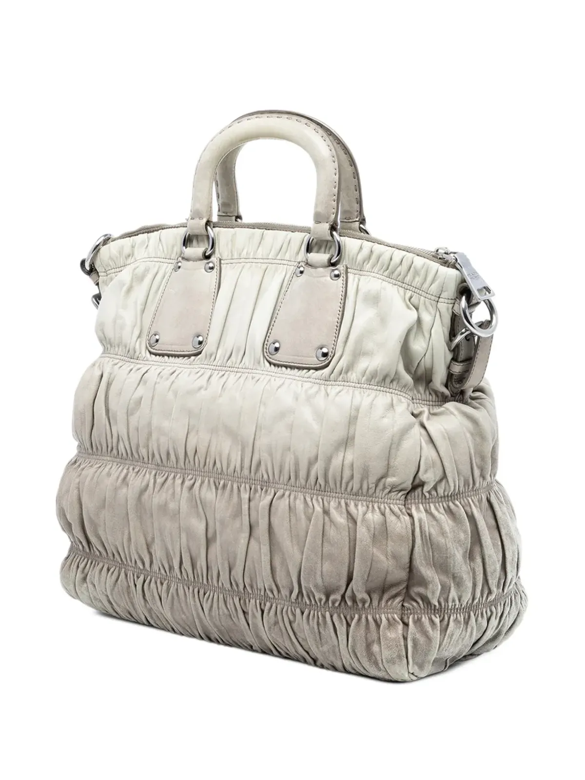 Prada Pre-Owned ビンテージ ナパレザー ガーフレ Ombre サッチェル - グレー - 画像3