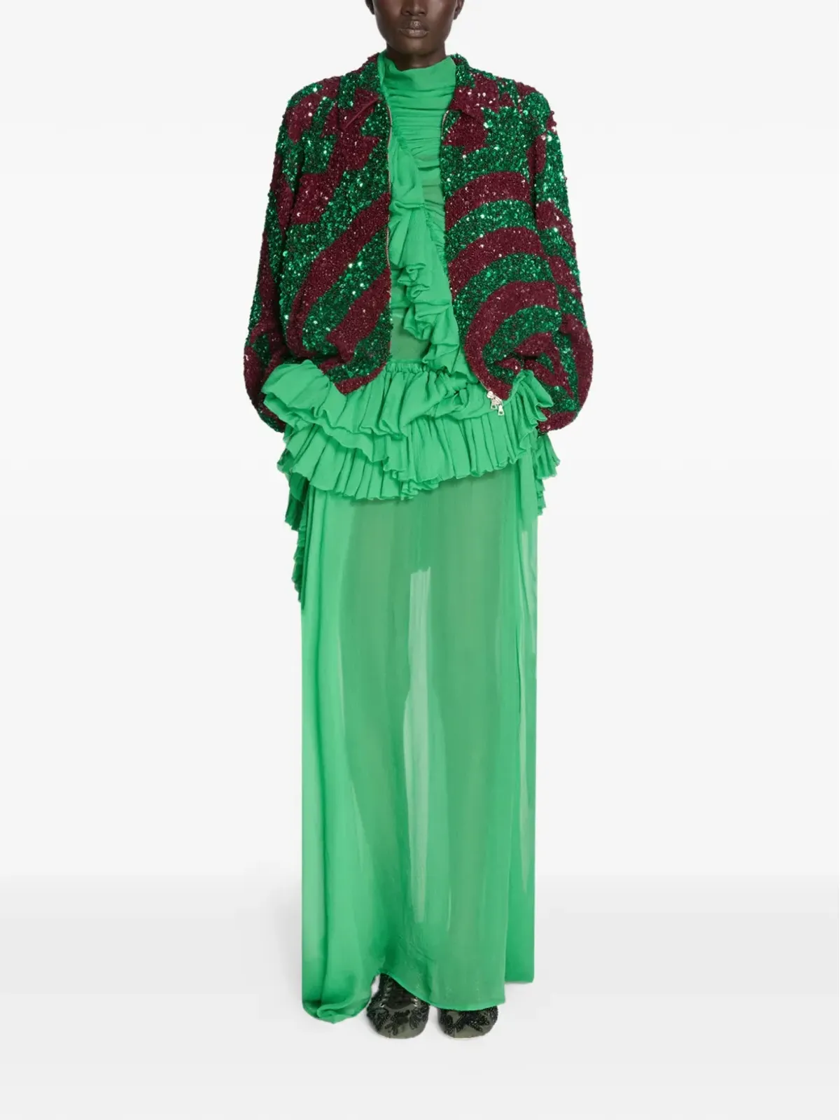 DRIES VAN NOTEN スパンコールジャケット（レッド） - 画像2