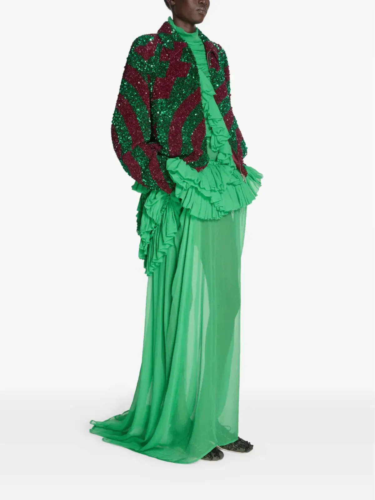 DRIES VAN NOTEN スパンコールジャケット（レッド） - 画像3