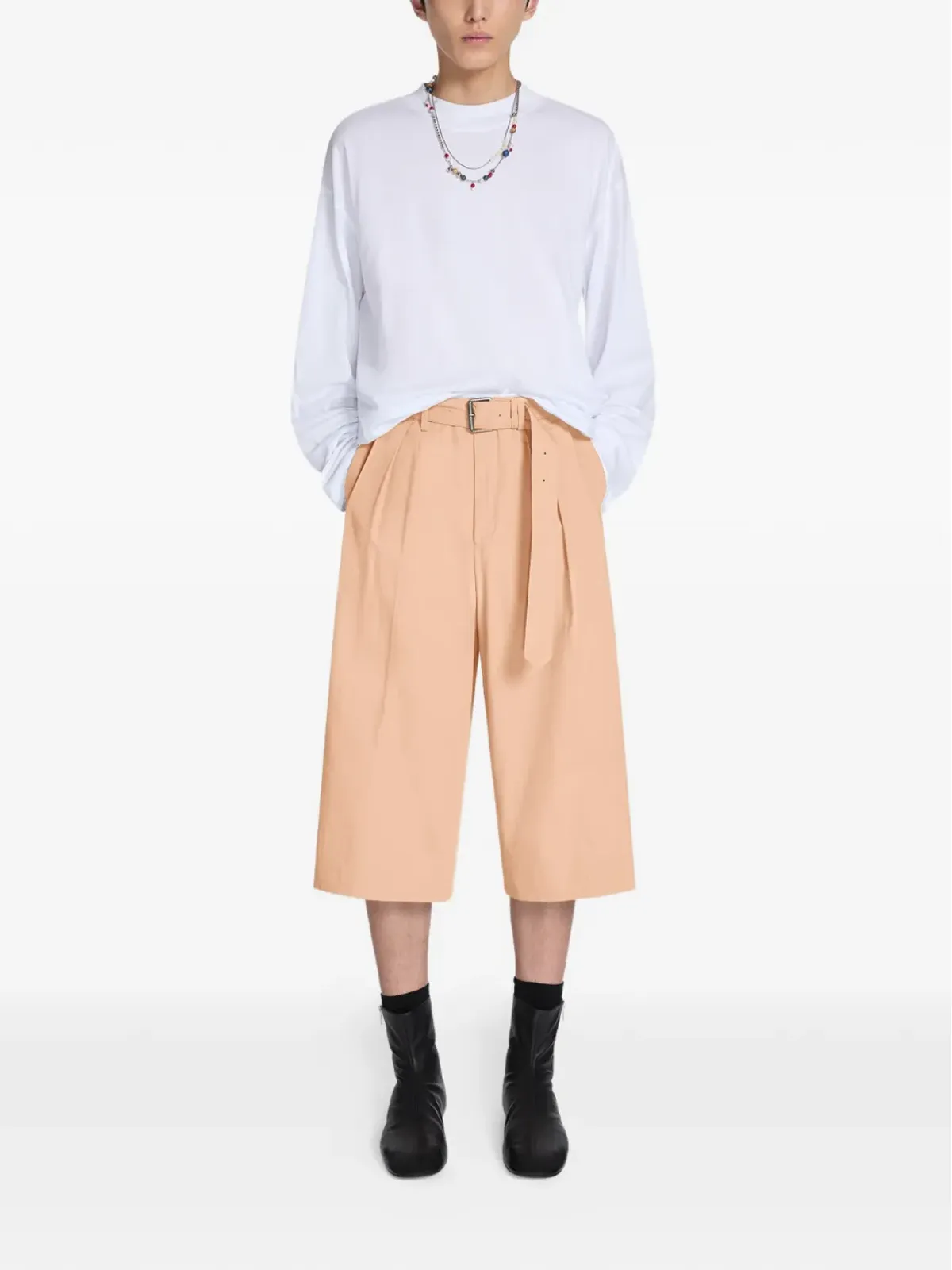 DRIES VAN NOTEN ベルト付きコットンポプリンショーツ - 画像2