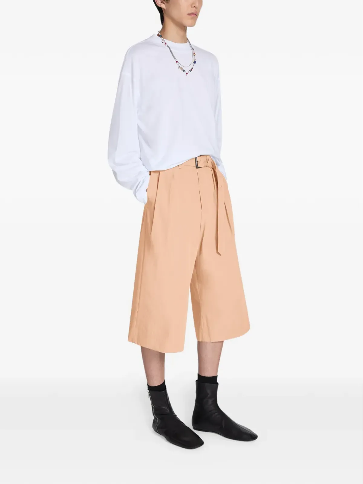 DRIES VAN NOTEN ベルト付きコットンポプリンショーツ - 画像3