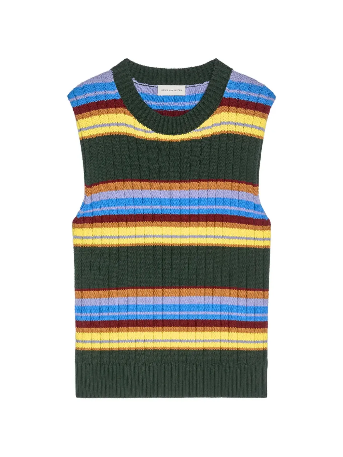 DRIES VAN NOTEN ストライプ柄ノースリーブベスト - グリーン - 画像1