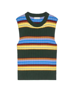 DRIES VAN NOTEN ストライプ柄ノースリーブベスト - グリーン - サムネイル1