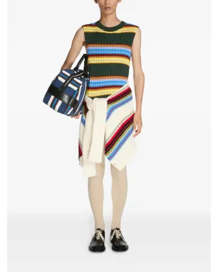 DRIES VAN NOTEN ストライプ柄ノースリーブベスト - グリーン - サムネイル2