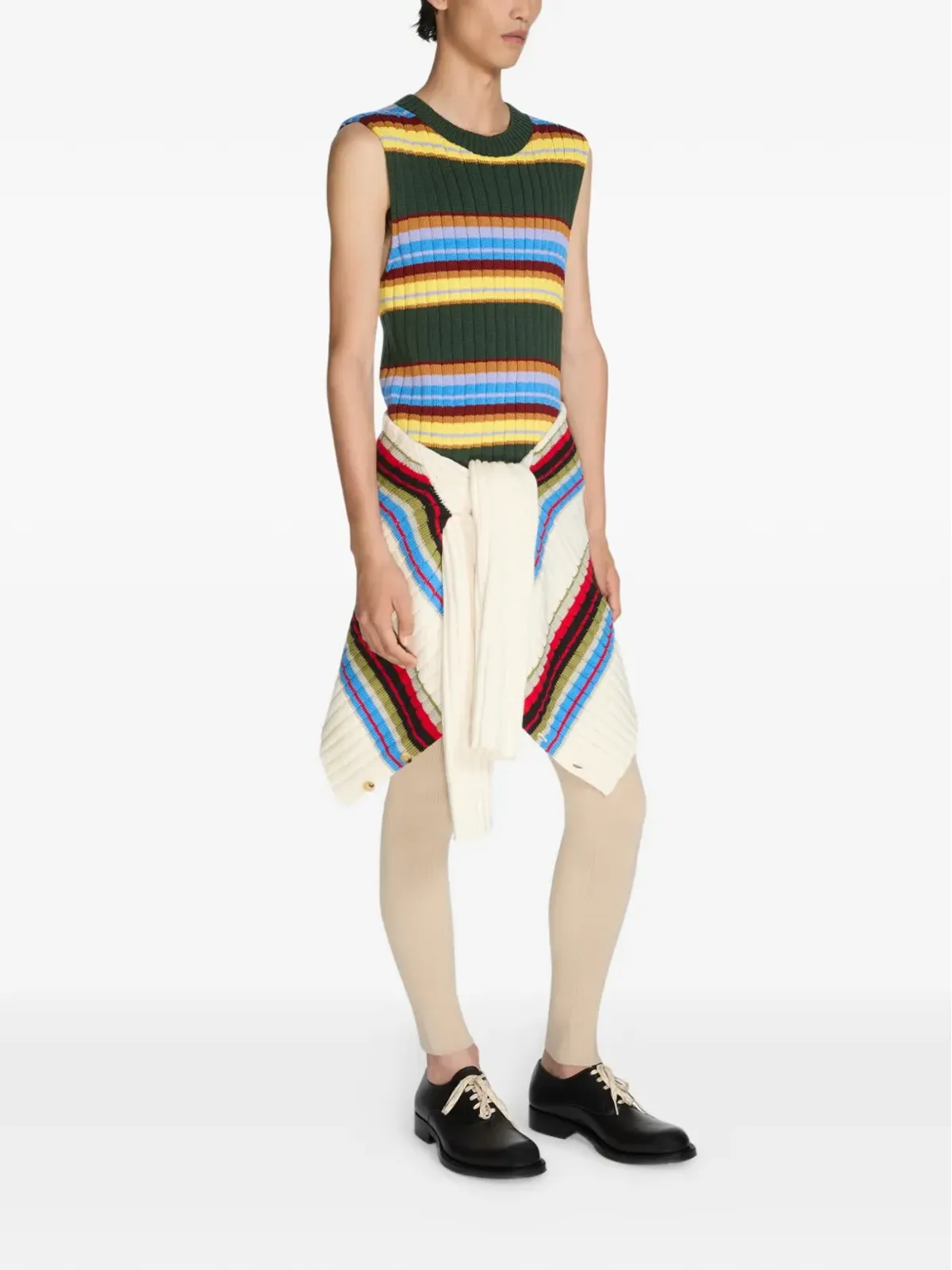DRIES VAN NOTEN ストライプ柄ノースリーブベスト - グリーン - 画像3
