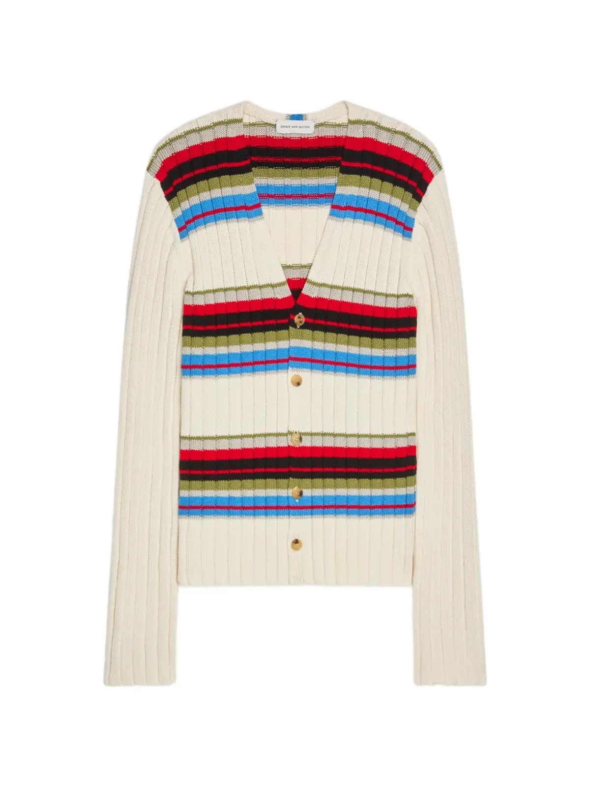 DRIES VAN NOTEN ストライプ Vネック カーディガン - 画像1