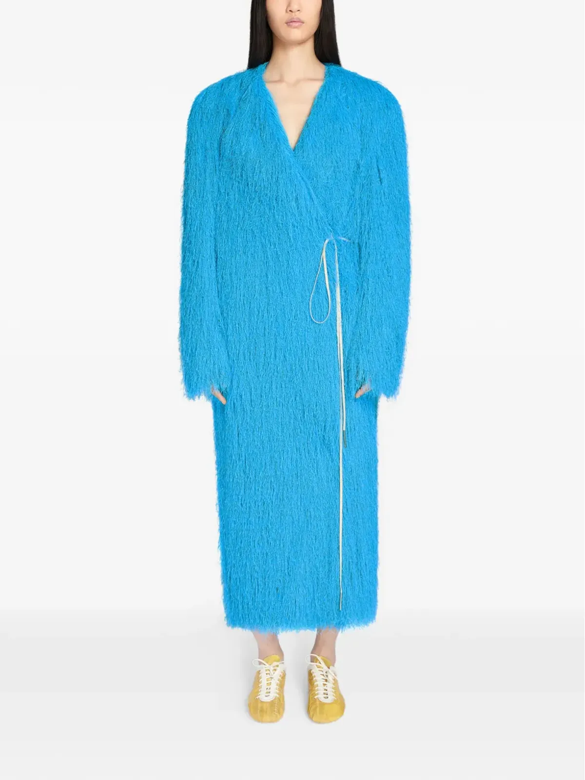 DRIES VAN NOTEN フリンジ付きVネックコート - 画像2