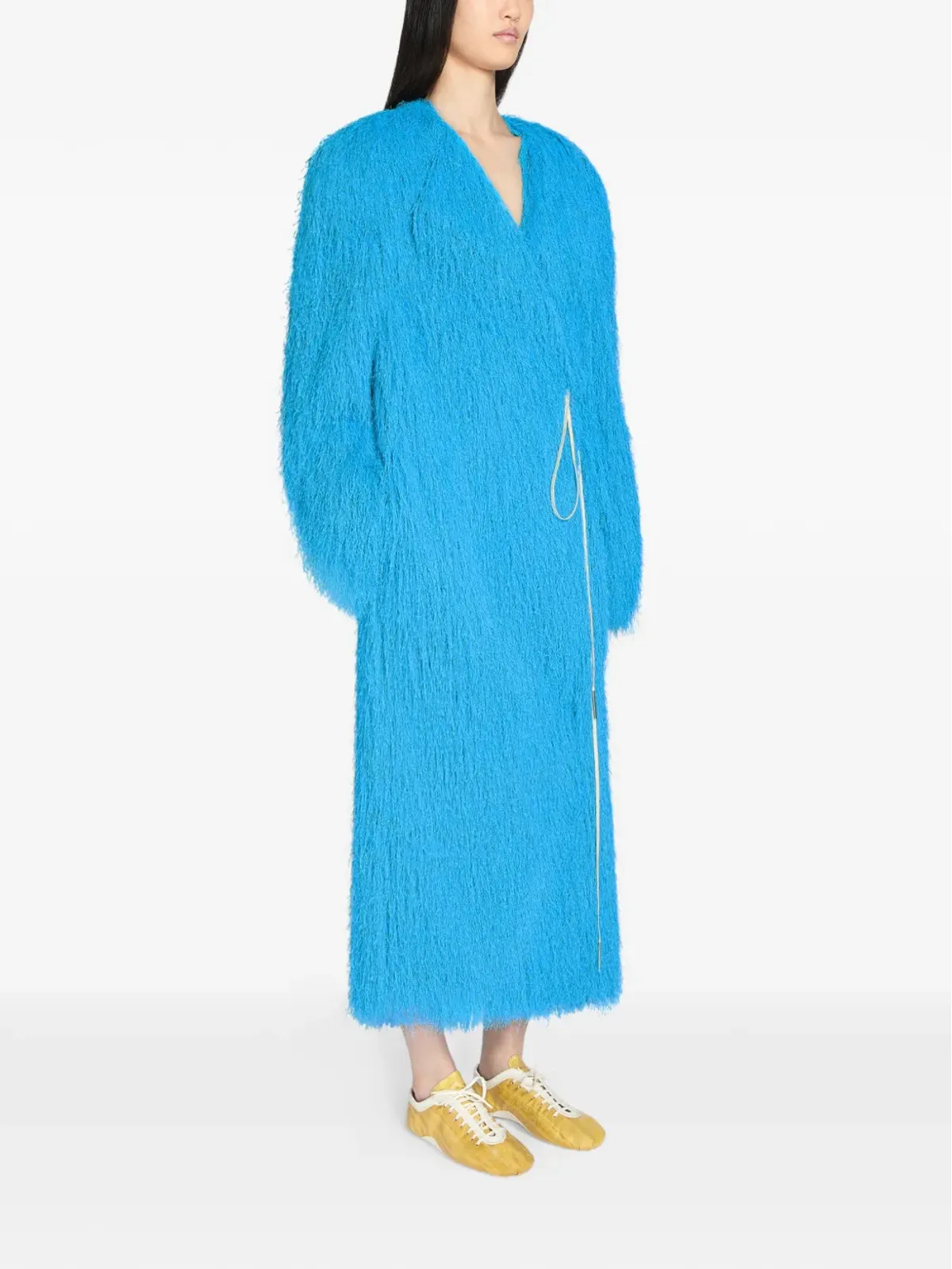 DRIES VAN NOTEN フリンジ付きVネックコート - 画像3