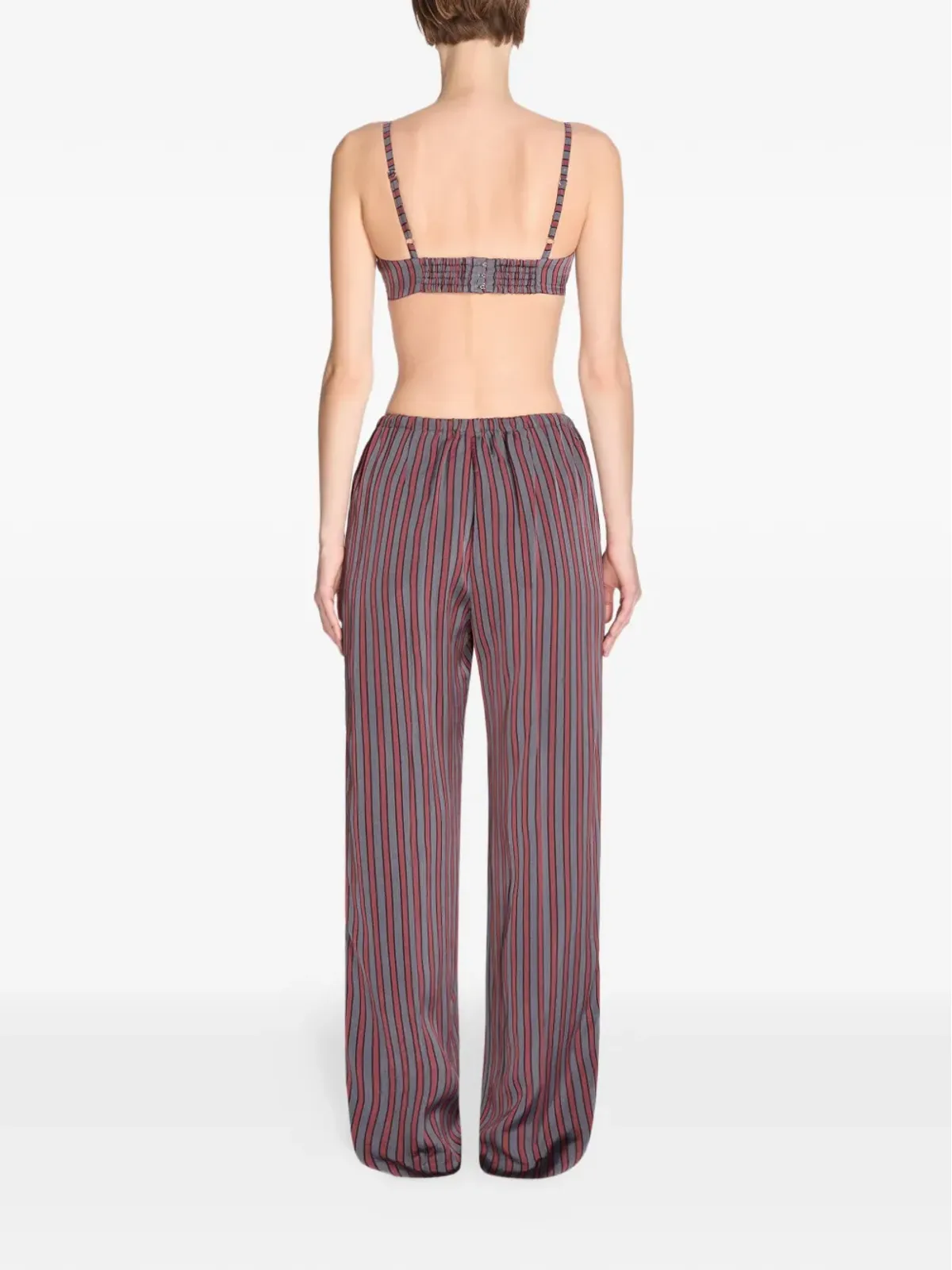DRIES VAN NOTEN ゴム入りストライプパンツ グレー - 画像4