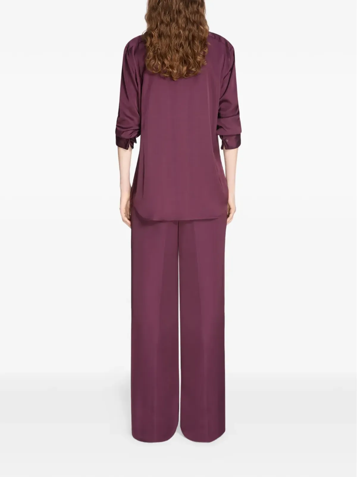 DRIES VAN NOTEN パープル サテン仕上げシャツ - 画像4