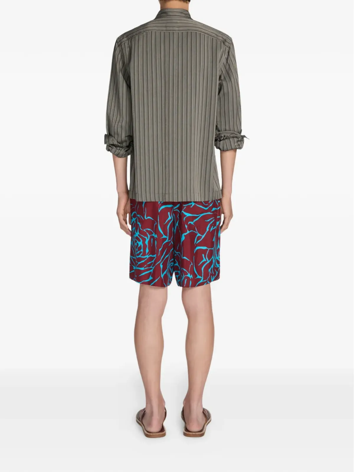 DRIES VAN NOTEN ストライプジップシャツ グレー - 画像4